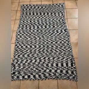 Vintage Crochet 50x77” Black White Blanket Throw Handmade